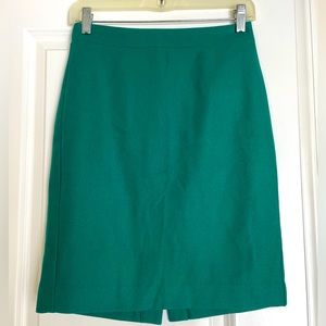 J Crew Wool Skirt NWT Sz 00 teal green
